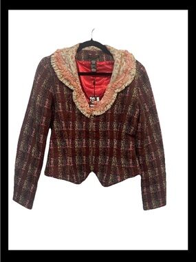 Women’s Custco Barcelona Pink and Red Corset Jacket with Lace Collar NWT Y2K